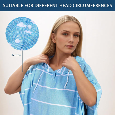 UHRMF 1pcs Cotton Turkish Towel Poncho Turkish Surf Poncho Changing Towels Wearable Beach Towel Hooded Swim Robe