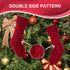 Unique Burgundy and Ivory White Knit Christmas Stockings, Pack of 6, 18"