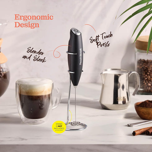 Powerful Handheld Milk Frother, Mini Foamer, Battery Operated (Not Included) Stainless Steel Mixer for Coffee, Lattes,