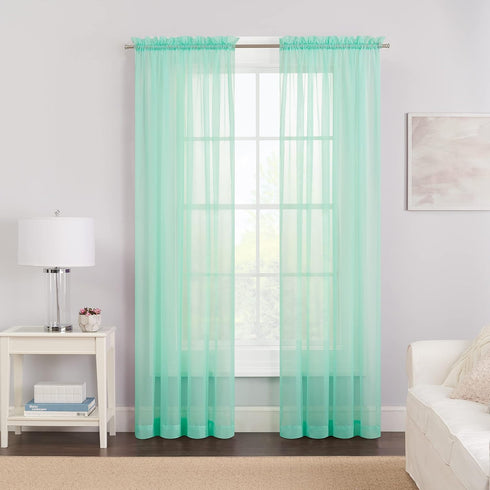 PAIRS TO GO Rod Pocket Sheer Window Curtains - 2 Panels for Bedroom or Living Room, 59 in x 63 in