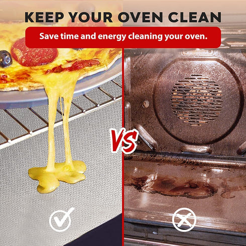 Oven Liners for Bottom of Oven Silver (2-Pack) Bundled with Oven Rack Shields (2-Pack) - Large Oven Mat for Bottom of Oven (17"x 25") and 14" Silicone Oven Rack Protectors - Reusable & Heat Resistant by ThreadNanny