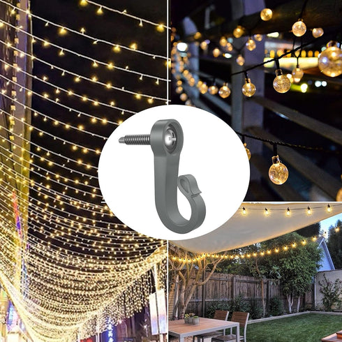 Pack of 46 Q Hanger Screws and Hooks for Outdoor String Lights, Garage Party Decor
