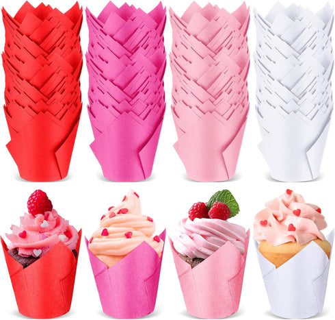 200 Pcs Tulip Cupcake Liners, Muffin Baking Holders, Heat Resistant Wrappers for Wedding & Birthday Parties