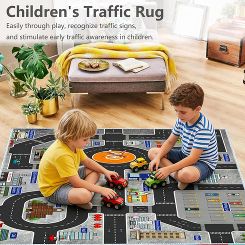 KEBEXXY Room,31X47Inch/80X120CM Kids Rug Play Mat Great for Playing with Cars and Toys,Educational Kid Road and Traffic