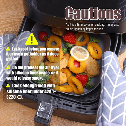 Silicone Liners Square 9 Inches for Large Air Fryer, 4 Pcs Non-stick Reusable Baking Tray Accessories