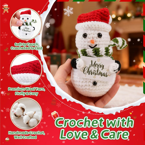 Merry Christmas Crochet Gifts for Women Men, Xmas Handmade Snowman for Family Friends, Funny Winter Christmas Stocking