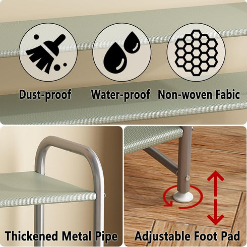 3 Closet INGIORDAR Shoe Rack Tier Long Storage Organizer Wide Metal Shoe Shelf for Entryway Grey