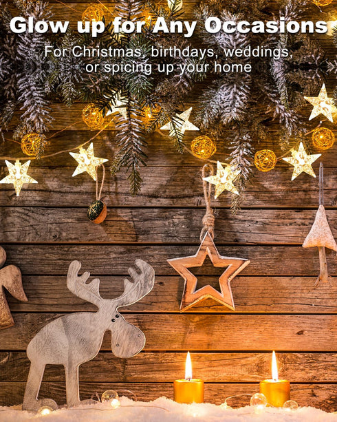59 100 JOLYMOLY Star String Lights Plug in, Ft LED Star Fairy Lights with Remote Timer, Connectable Waterproof