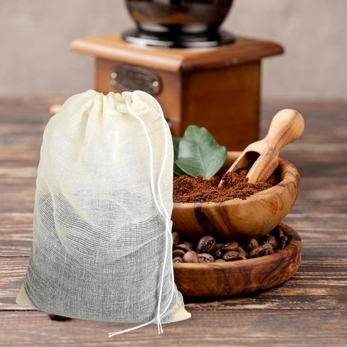 24PCS 6x8 Inch Spice Bags for Cooking, Reusable Muslin Drawstring Soap Bags for Loose Tea and Cheese Cloth Straining
