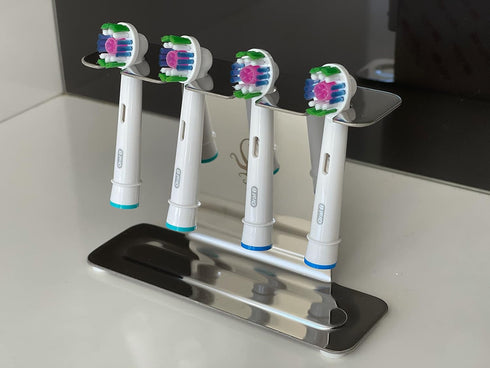 Oralb Stainless Steel Electric Toothbrush Head Holder, Compatible with Braun, Sonicare, Waterpik, Adhesive
