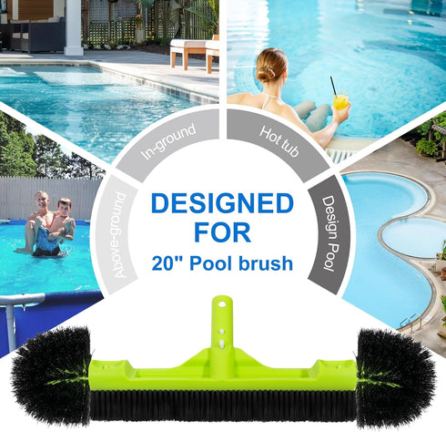 20" Swimming Sepetrel Wide Pool Brush Head for Cleaning Walls,Inground/Above Ground Pool Scrub Brushes with Round Ends