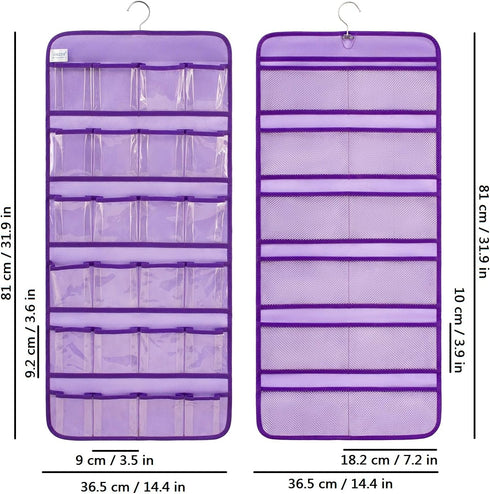 Closet Dual-sided Hanging Baby Shoes Organizer Toddler Shoe Storage Holder for Kids Bow Socks Underwear (PURPLE)