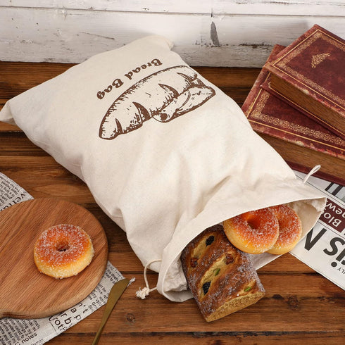 4 17.5 X11.5 Inches Augshy Linen Bread Bags for Homemade Bread Container, Pcs Unbleached & Reusable Bread Storage