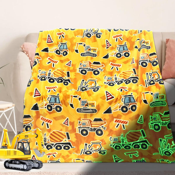 Excavator Toys Gifts for Kids Glow in The Dark Truck Blanket Construction
