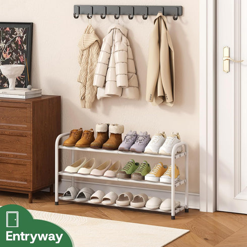 kiplant Closet, 3-Tier Closet Shoe Rack for Expandable Shoe Rack Metal Organizer, Heavy Duty Shoe Storage Shelf