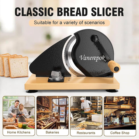 Commercial vanerepok Manual Bread Slicer for Homemade Sourdough Bread Versatile Hand Crank Bread Slicer for Sourdough