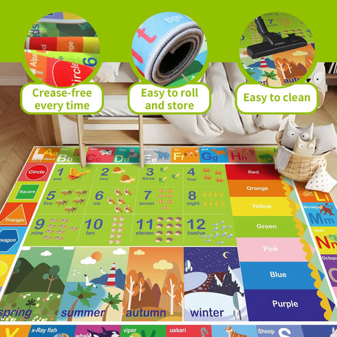 Room,Floor,Nursery(46ft /4872in) ABC Rug for Kids Playroom,Toddler Alphabet Mats Washable for Baby Area,Classroom,Play