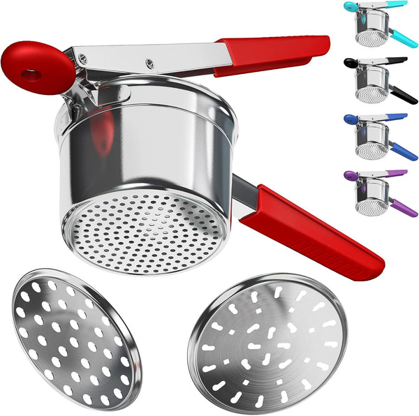 Potato Ricer Stainless Steel with 3 Interchangeable Fineness Discs, Ricer Kitchen Tool