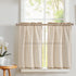 Vangao Stripe Farmhouse Kitchen Curtains 24 Inch Length Linen Blend Cafe Curtains, Semi-Sheer Small Window Treatments
