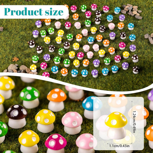 80P Mini Mushrooms, Tiny Resin Mushroom Figurines Small Little Resin in Bulk for Miniature Landscape Aquarium Potted