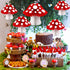 8PCS 3D Mushroom Honeycomb Decor Mushroom Shaped Tissue Paper Pom Decorations for Jungle Wonderland Themed Birthday