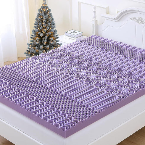MUXHOMO 2 Inch Twin Size Mattress Topper, 7-Zone Cooling Gel Infused Egg Crate Foam, CertiPUR-US Certified (38"×75",