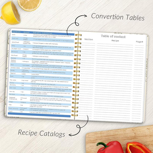 LuBudingJoy Blank Recipe Notebook: Full Page Spiral Hardcover, Holds 140 Recipes (Wood Color)