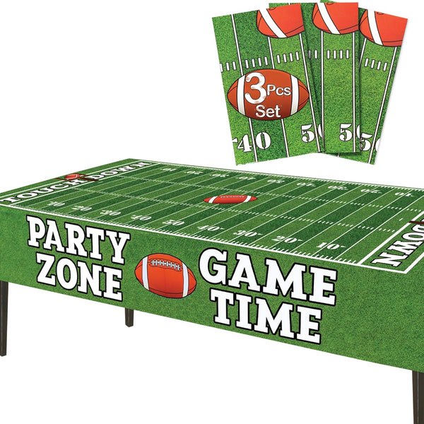 AnapoliZ Football Tablecloth Plastic | 3 Pcs Party Pack (54" x 72") | Rectangular Game Day Table Cover