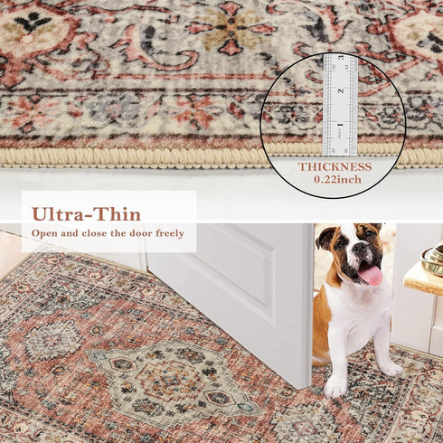 Lahome 2x5 Oriental Hallway Runner Rug, Washable Non Slip Kitchen Rug with Rubber Backing for Hallways