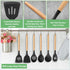 TeamFar Silicone Kitchen Utensils Set, 6 Piece Set with Wooden Handles for Non-stick Cookware
