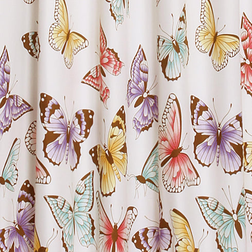 Set 84 52, Lush Decor Flutter Butterfly Curtains | Ruffle Print Design Window Panel for Living, Dining, Bedroom (Pair)