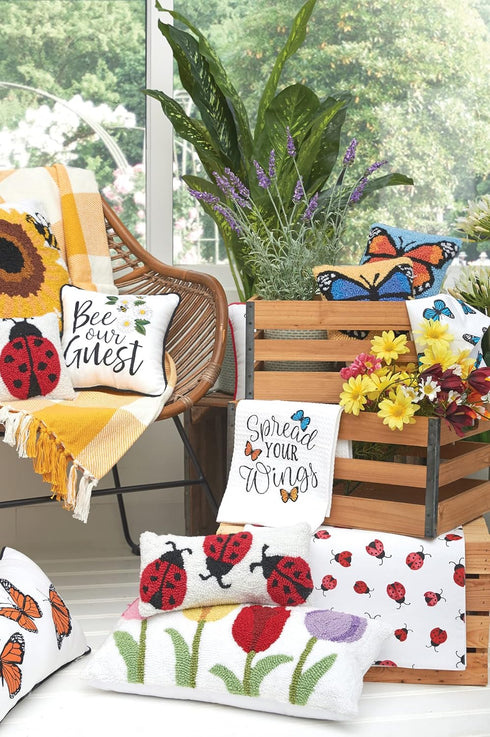 8" 8" Summer 8" 8" C&F Home Monarch Butterfly Blue Small Petite Mini Hooked Accent Pillow x Spring Springtime Home
