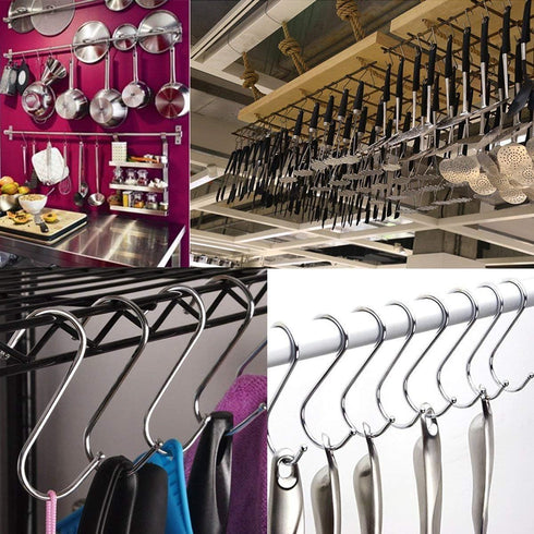 10 Pack Extra Large 4.7 Inches S Shape Heavy-Duty Metal Hooks for Kitchenware, Bathroom Utensils, Plants, Gardening