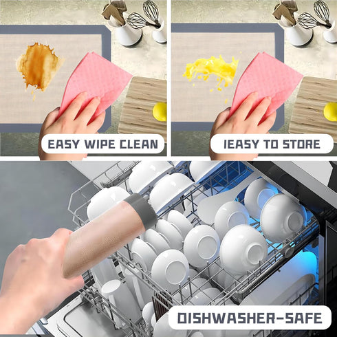 3-Pack Non-Stick Reusable Silicone Baking Mat, Perfect for Oven, Great for Baking Cookies, Pizza, Food-Grade Silicone