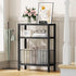 HET007BK1 Heybly Small Narrow Side Table for Small Space, Thin Bedside Table with Storage Basket, Skinny End Table