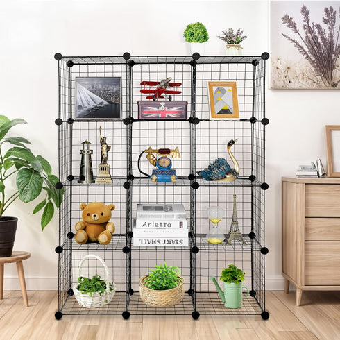 12 Closet SUPER DEAL Metal Wire Cube Storage Organizer, Cubes DIY Modular Cabinet Bookcase Bookshelf Shoe Rack