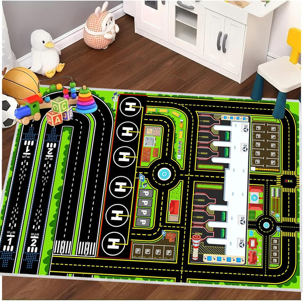 Kids Car Rug Carpet Playmat for Play Toy Cars, 47''x71'' Airplane Road