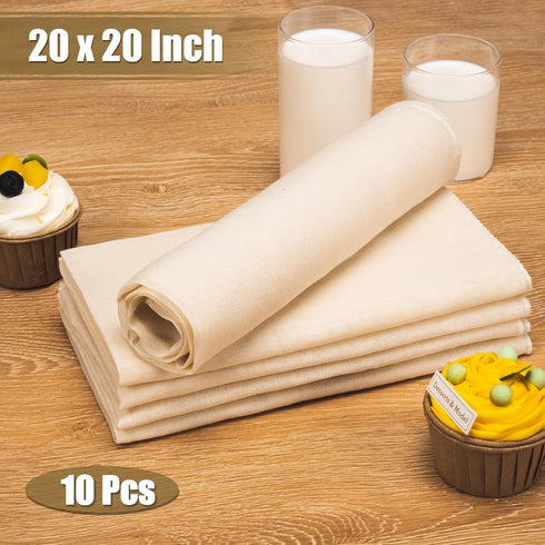 Cheese Cloths for Straining, 10PCS 20x20 Inch Grade 100 Cheese Cloth, Reusable Washable Unbleached Pure Cotton Cheesecloth for Cooking and Cheese Making with Hemmed Edge by Amrules
