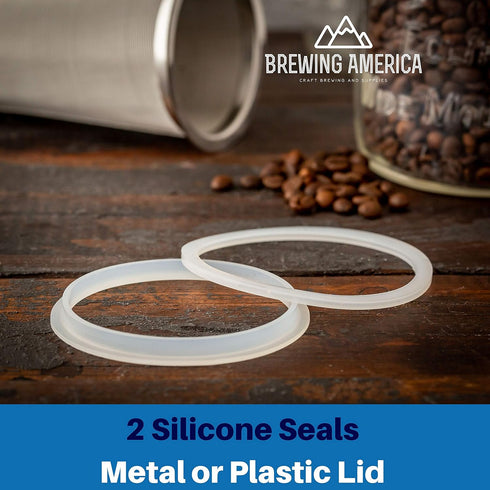 Cold Brew Filter for Mason Jar Wide Mouth Coffee Maker, Upgraded Stainless Steel Mesh with 2 Silicone Seals, 1 Quart