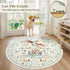 5Ft nesrt Washable Area Rugs Round for Living Room Non Slip, Beige Dragon Forest Circle Dining Room Rugs Low Pile, Soft
