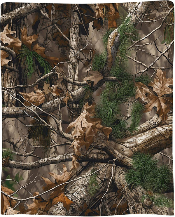 SARA NELL Camo Blanket, Realistic Tree Camo Throw Blanket, Hunting Gifts for Him/Dad/Husband, 60"x50"