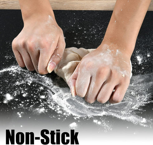 Large Thick Silicone Counter Mat 23.4" by 15.6", Heat Resistant Mat for Kitchen Table/Countertop Protector, Black