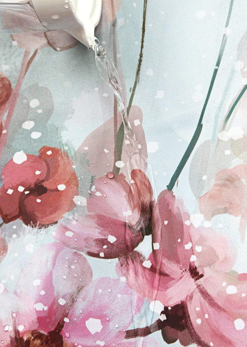 SUMGAR 72 x 72 inch Colorful Flowers Shower Curtain Set with Hooks - Pink Floral Romantic Wildflower Plants