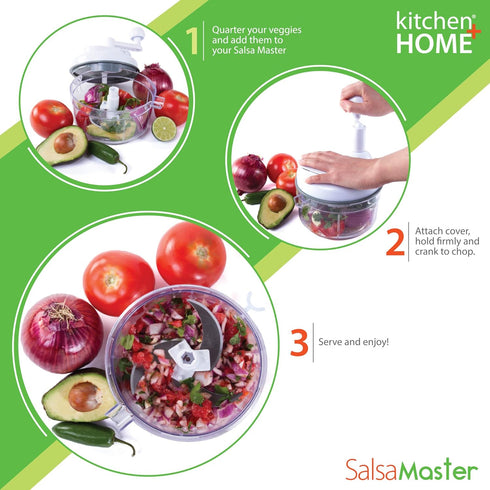 Salsa Master Salsa Maker, Food Chopper, Mixer and Blender - As Seen On TV Manual Food Processor,white by Salsa Master