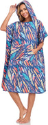 FLYILY Beach Changing Towel Surf Poncho Robe Hooded Wetsuit Adjustable Sleeves Surfing