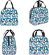 Insulated Lunch Bag Box for Women, Blue Butterfly Print Cooler Thermal Waterproof Tote Bag for Work & Picnic