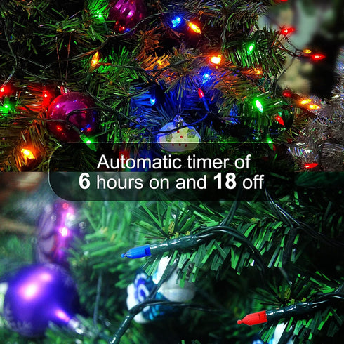 33ft 100 8 3AA ASENEK Christmas Light, LED Outdoor String Light with Timer & Modes, Battery Operated Waterproof String