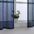 Navy Kitchen Curtains, 36 Inch Length for Basement Window, Semi Sheer Faux Linen Short Cafe Tier Drapes
