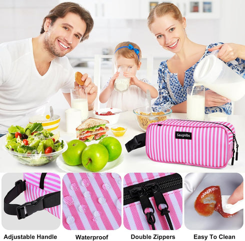 Saugnlbs Packs,Insulated 10 4.5x 5,Stripes Small Cooler Bag,Mini Cooler Bag with Ice Lunch Bag with Handle