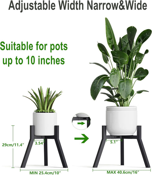 Set 2, PS-007BK-2 Adjustable Plant Stands of Metal Small Plant Holder, Heavy Duty Stable Flower Holder Stand Rack